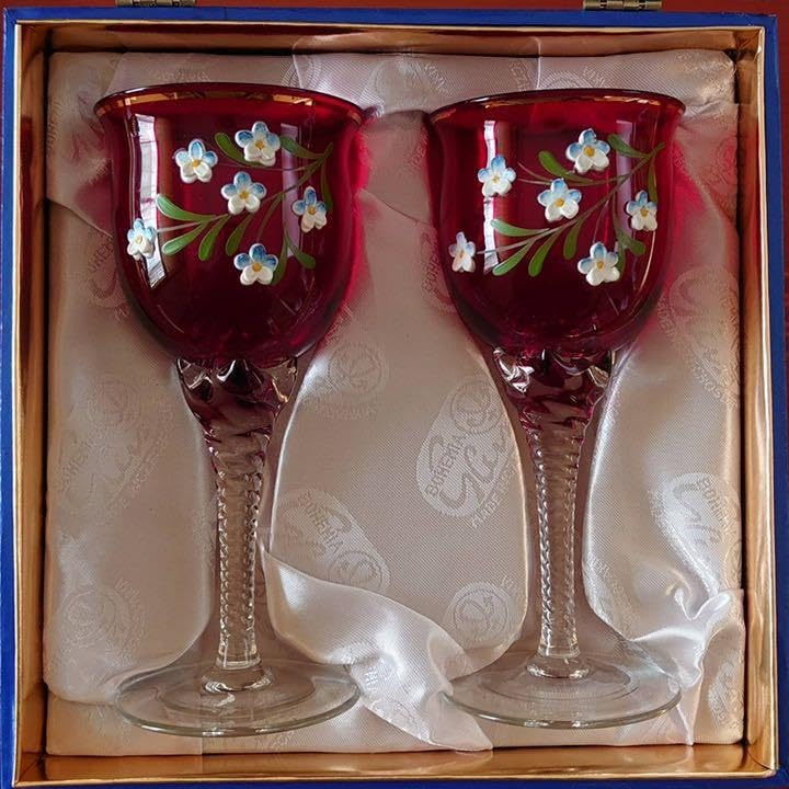 ボヘミア パネルグラス4点 高さ17.6㎝ 東Y7-1020☆1F ボヘミア パネル